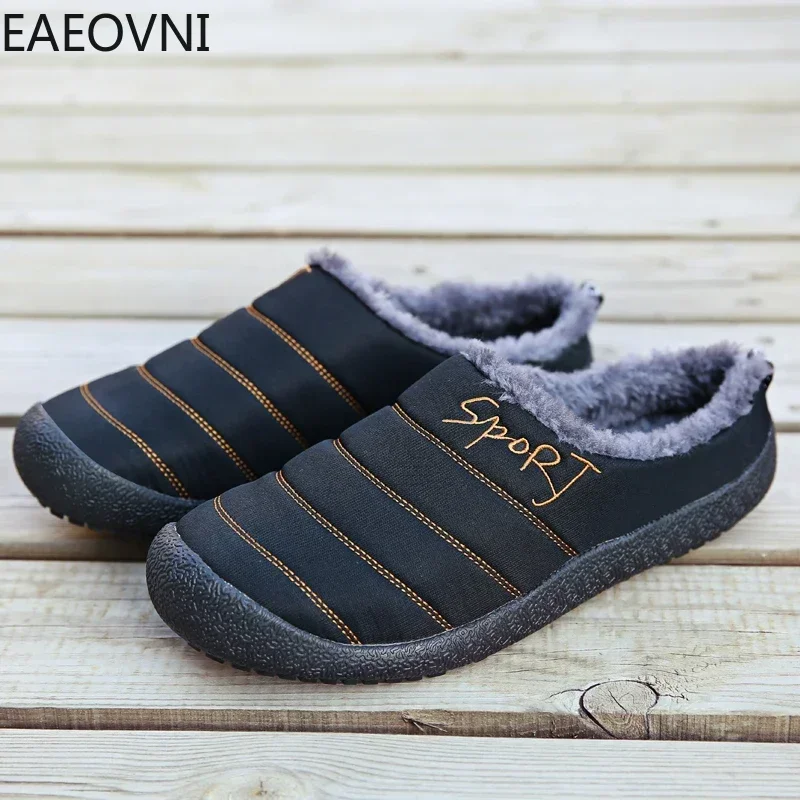 Home Slippers Men's Cotton Shoe Mans Winter Slipper Hard-wearing Lightweight Fashion Bedroom Keep Warm Couple Shoes Size Plus