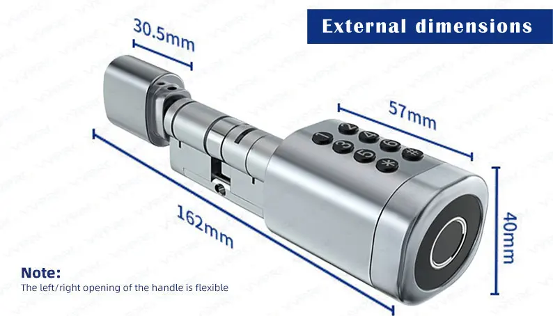 TTLOCK APP Adjustable length automatic telescopic intelligent smart cylinder lock Electronic Digital Biometric Fingerprint smart