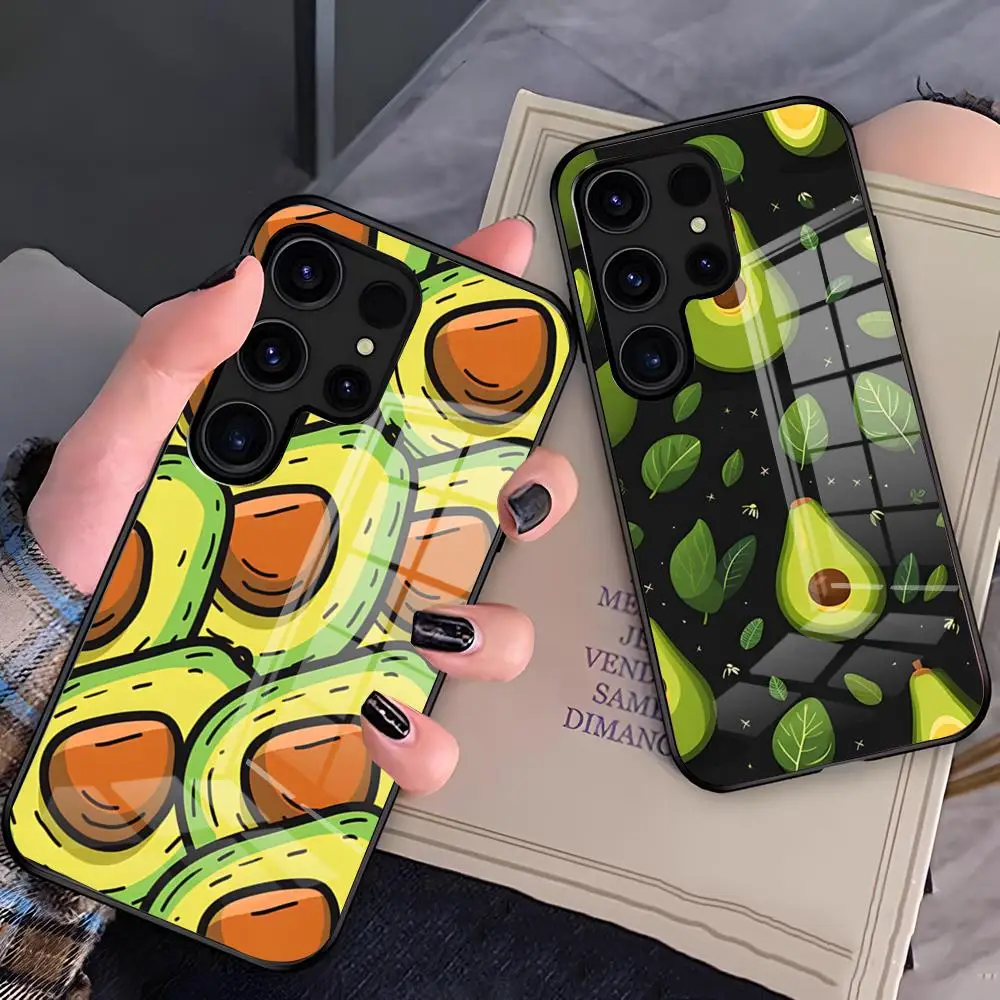 Cartoon Avocado Phone Case For Samsung A27 A37 A33 5G A54 A36 A35 A56 A52 A17 Shockproof Glass Cover