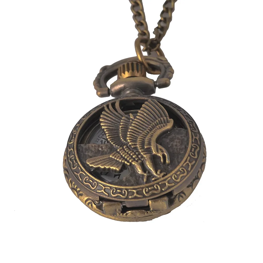6102New quartz pocket watch bronze eagle hollow retro personality accessories necklace pocket watch