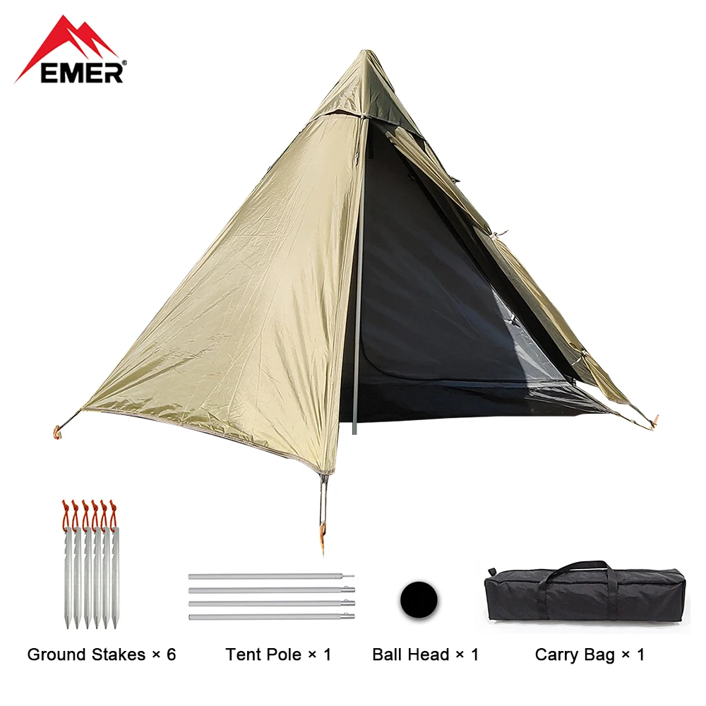 

EMER портативная одиночная палатка, легкая пирамидная палатка, уличная палатка для кемпинга, соло, сверхлегкая палатка для укрытия для пеших прогулок, альпинизма, треккинга, путешествий
