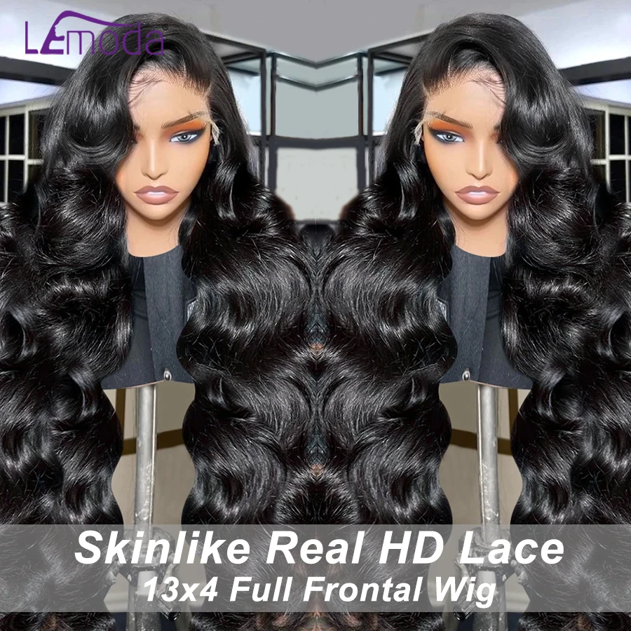 Skinlike Real HD Lace Wig Human Hair Pre Bleached 13x4 Lace Frontal Wig Body Wave Preplucked 180 Density 32In Lemoda Virgin Hair