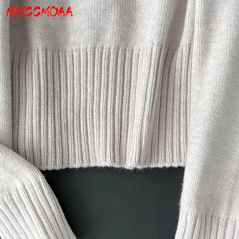 MNCCMOAA 2024 Autumn Winter Women Fashion Loose Knit Sweater Cardigan Female Solid Color Casual Long Sleeve Zipper Outwears