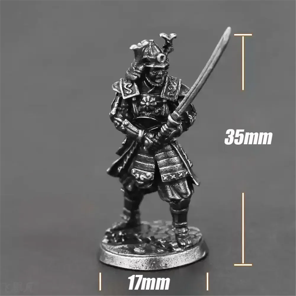 Vintage Copper Japanese Shogunate Samurai Soldier Figurines Miniatures Metal Soliders Model Statue Desktop Ornament Decoration