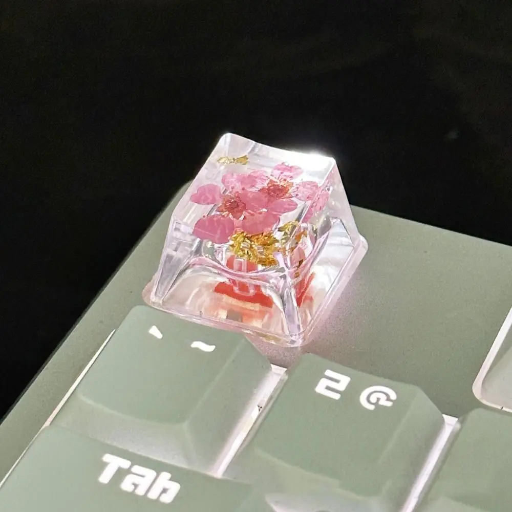 شفافة المجففة زهرة كيكابس OEM R4 المجففة زهرة لوحة المفاتيح الميكانيكية Keycap الديكور DIY بها بنفسك يترك الراتنج Keycap الكرز MX