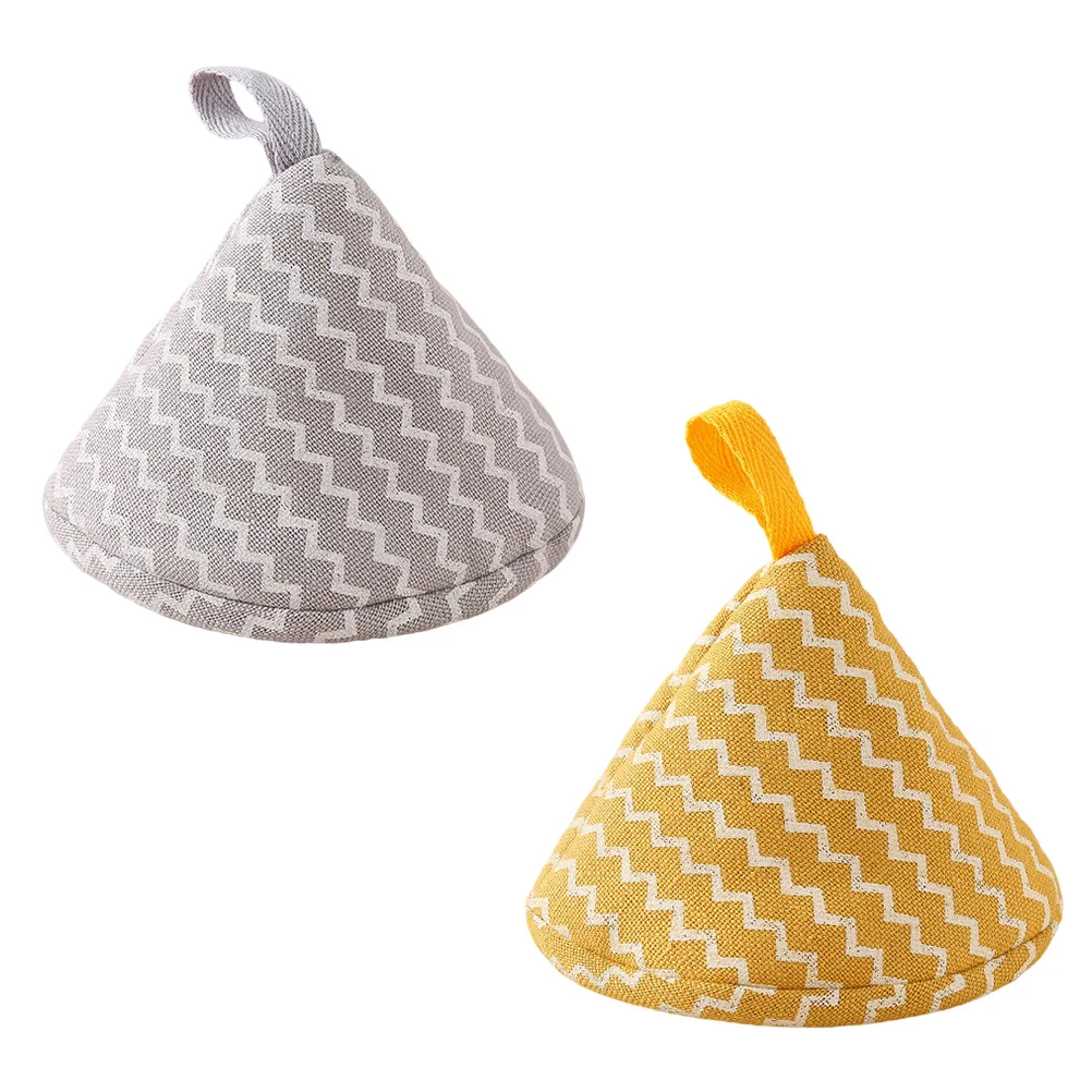 Cooking Pot Glove Triangle Anti-Scald Cap Lid Holds Can Cover Kitchen Gadget Yellow