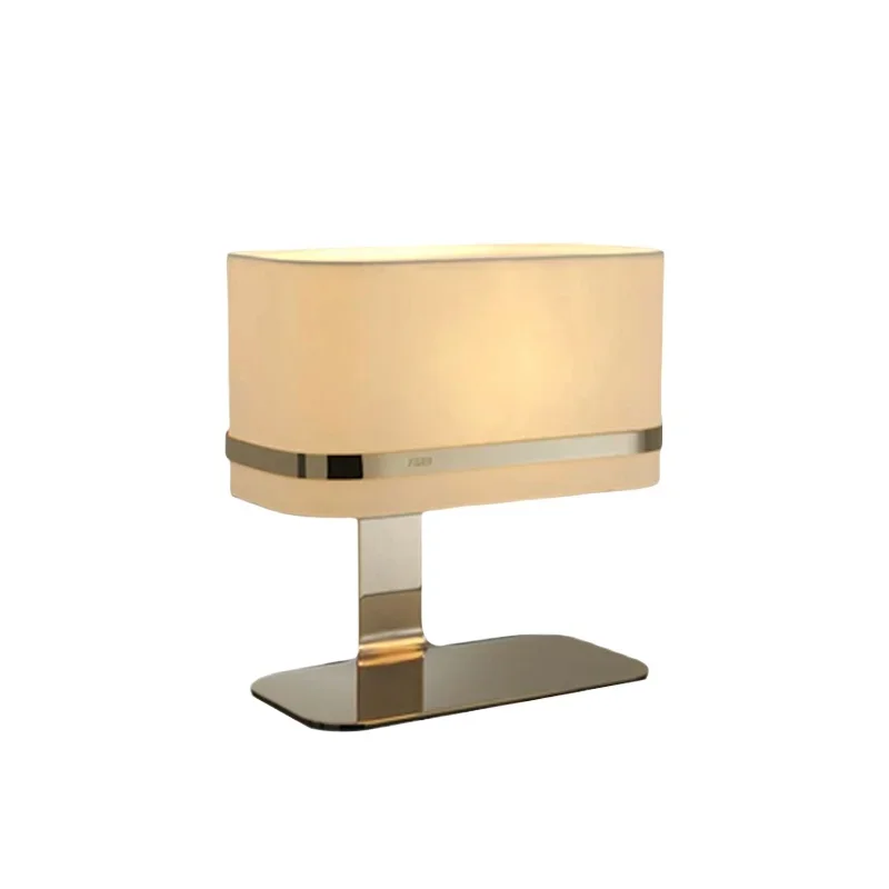 FendiCASA Italian style American light luxury living room, bedroom, study, bedside stainless steel fabric desk lamp