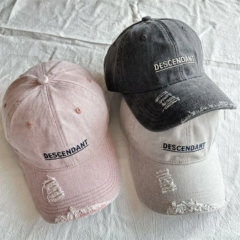 

2025 Spring/Summer Unisex Cotton Baseball Cap Vintage Washed with Alphabet Embroidery - Hip-Hop Inspired Snapback Desi