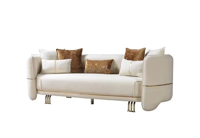 

# New Design Modern Seats Sofa Set Furniture Couches Luxury Living Room Sofa with Stainless Steel Gold Legs