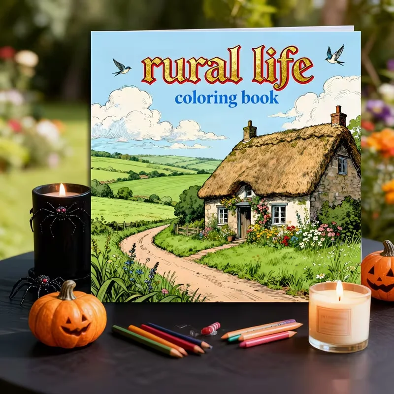 Rural Life Coloring Book for Adults Cozy Countryside Designs Relaxing Art Therapy Stress Relief Heartfelt Gift