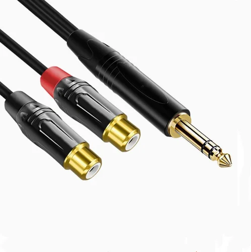 

6.5/6.35mm turn 2 RCA Lotus AV holes 1 min 2 audio cables