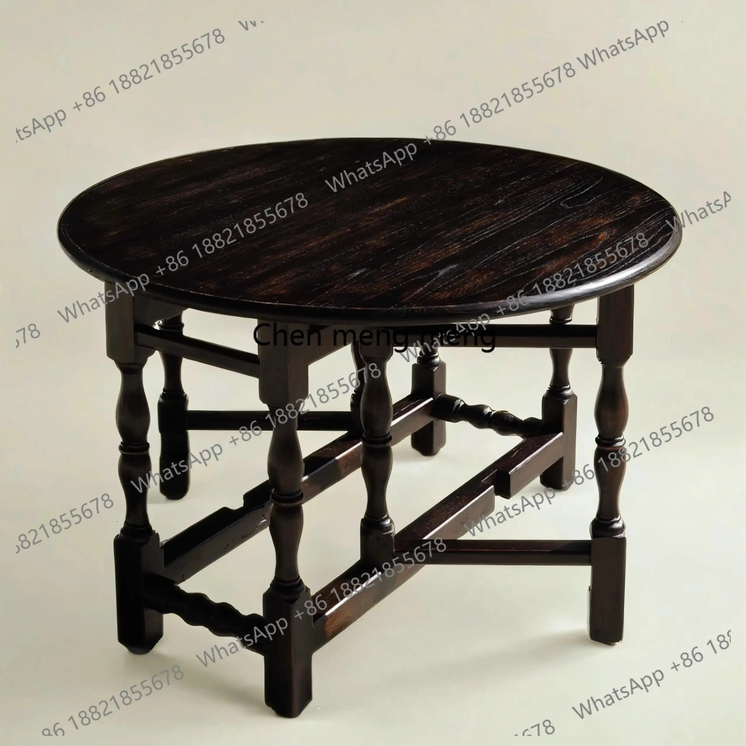 

Pre-made transforming table French telescopic leg round dining table living room home
