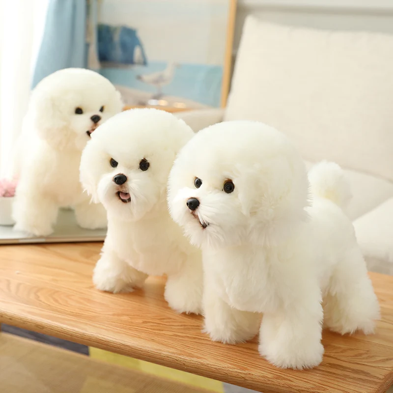 Simulation Bichon Frise Plush Dog Toy Super Cute Likelife Dog Doll Stuffed Animal Maltese Dog Puppy Pets Toys Kids Gifts Decor