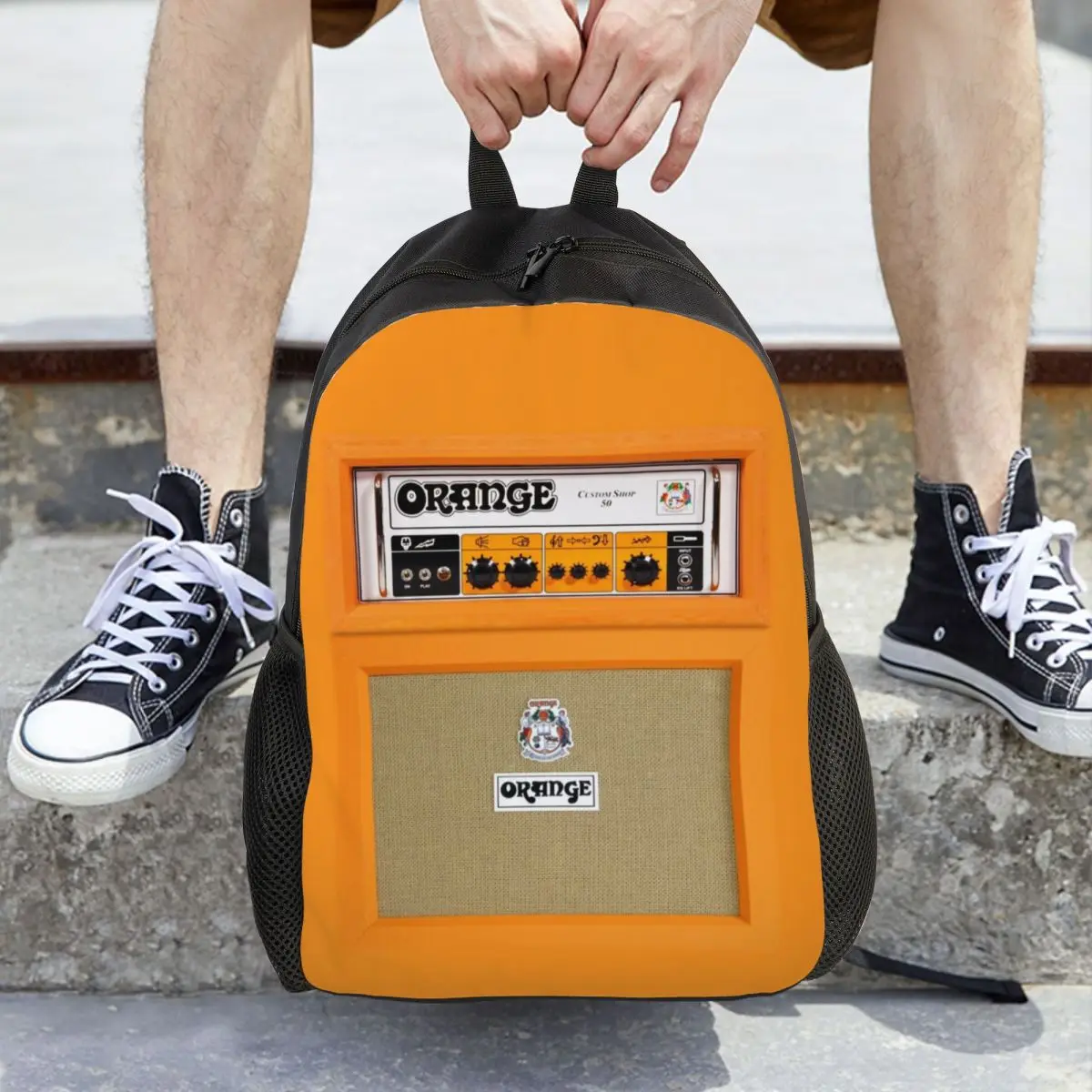 Orange Color Amp Amplifier Backpack Daypack Large Capacity Children BookBag School Bag Shoulder Bags for Men Women