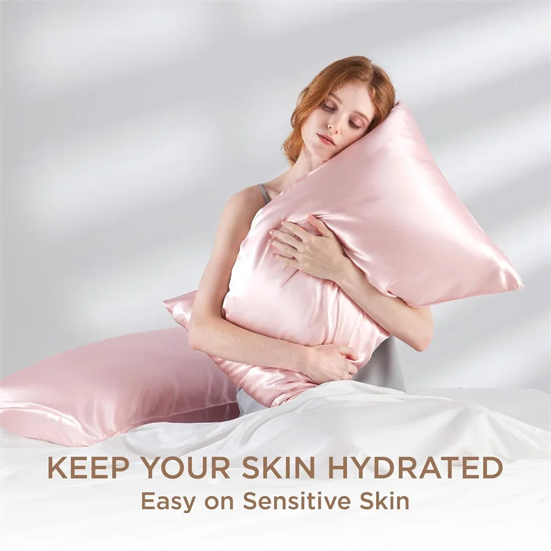 2pcs 100% Mulberry Silk Pillowcase for Hair and Skin Health 23 Momme Natual Pure Silk Pillow Cases with OEKO-TEX Customized Size