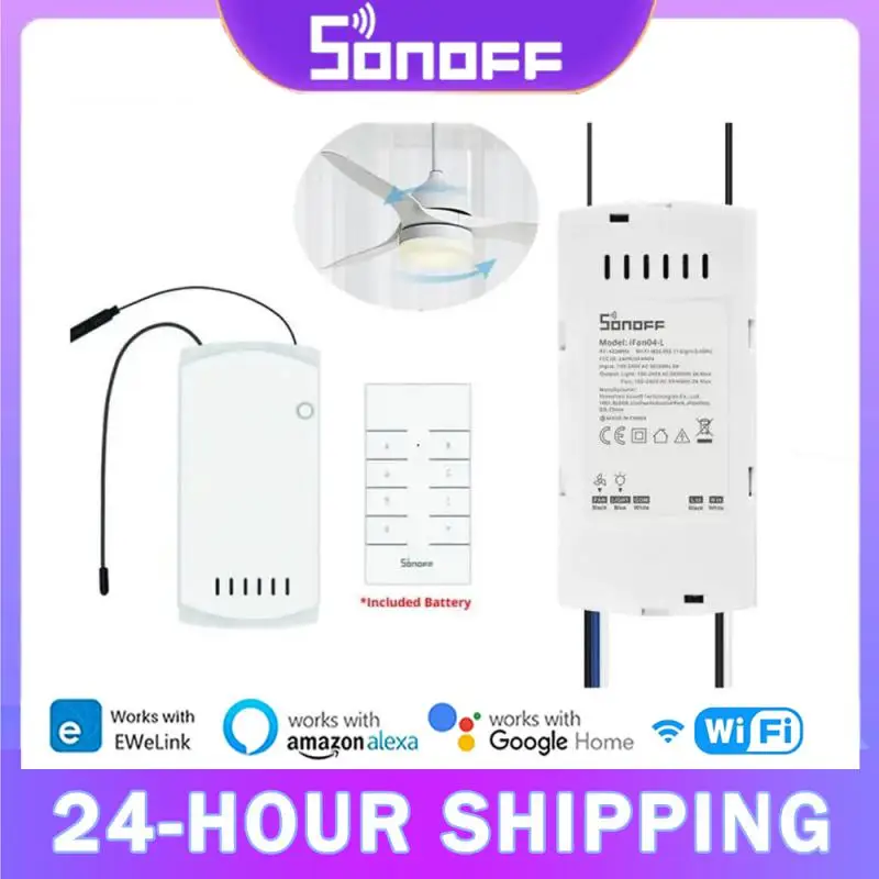 

SONOFF IFan04 WiFi Smart Fan Switch 220-240V Adjust Fan Light Controller For Alexa eWelink APP Voice 433MHz RF Remote Control