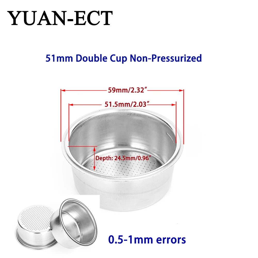 51mm Coffee Filter Basket Stainless Steel Replacement 0.3mm Hole 1/2/4Cup For Espresso Portafilter Tools Barista Accessories