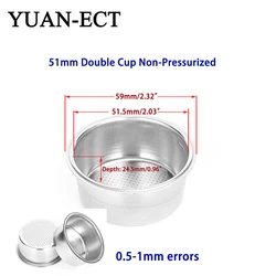 51mm Coffee Filter Basket Stainless Steel Replacement 0.3mm Hole 1/2/4Cup For Espresso Portafilter Tools Barista Accessories