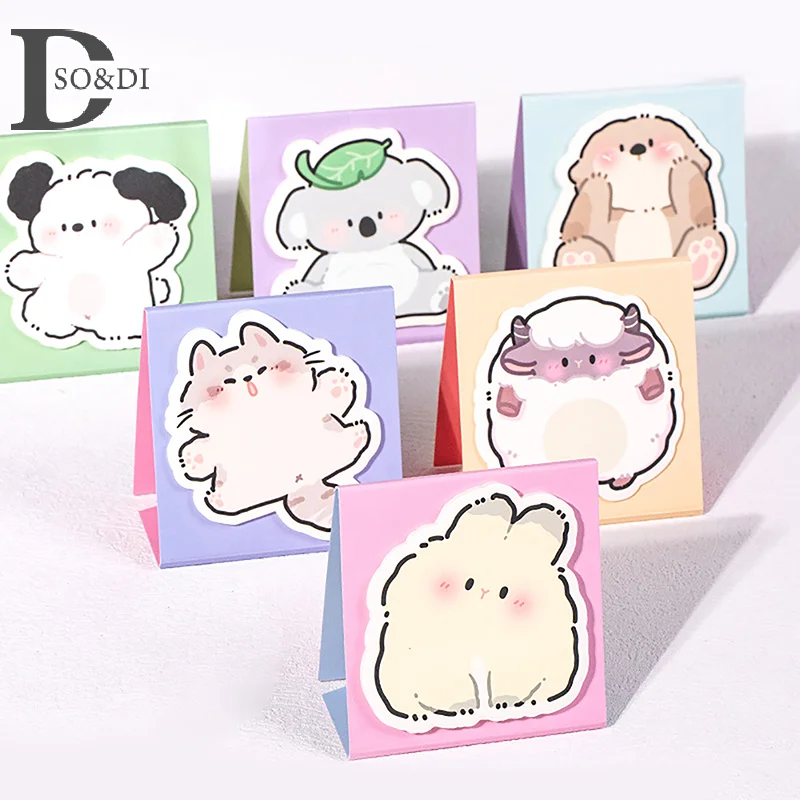 Cartoon Animals Sticky Notes, Cute Memo Pad, Para fazer a lista, Journaling Planner Sticker, Papel de mensagem, Material escolar, Papelaria, 30 folhas