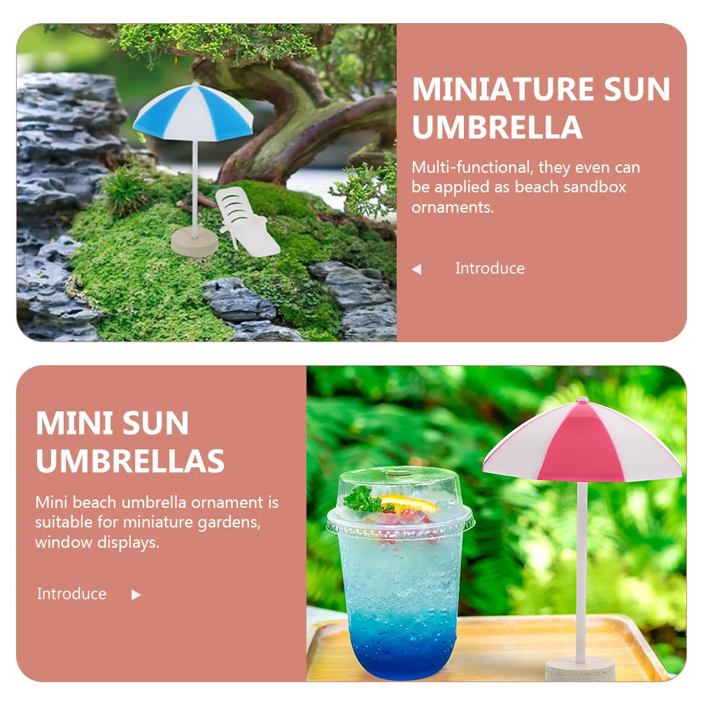 6pcs Mini Beach Umbrella Micro Landscape Decor For House Diy Accessories Kids Plant Potted Scene Party Bar Garden Sandbox