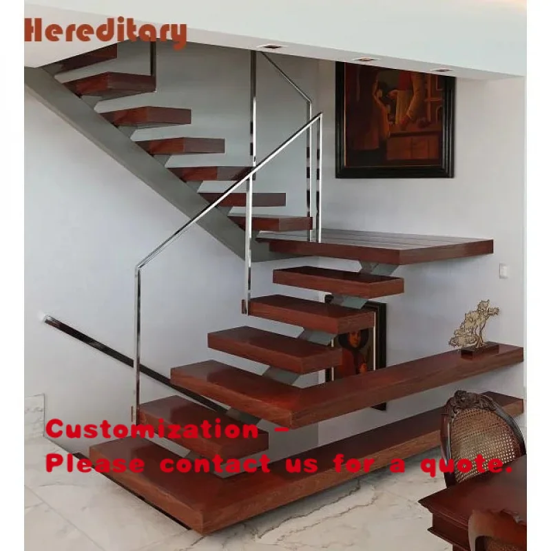 

custom.Modern Straight Staircase With Metal Railing Solid Wood Stairs Homes