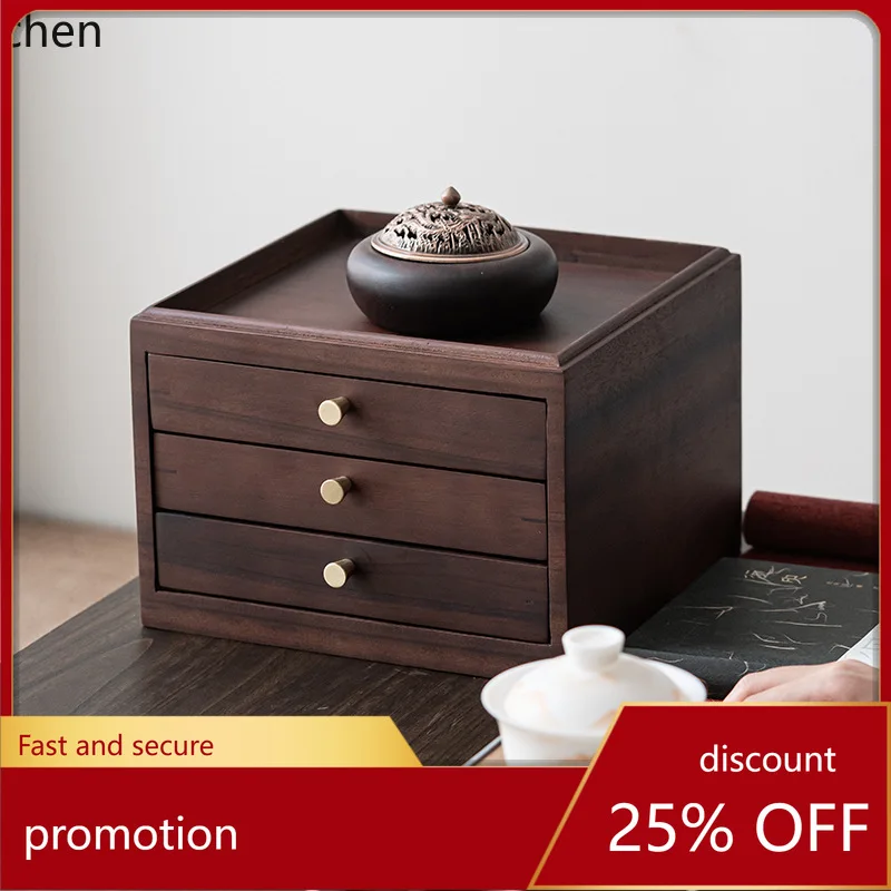 

Многоуровневый ящик для хранения Zml с выдвижными ящиками, из массива орехового дерева, подставка для чая, чайный поднос