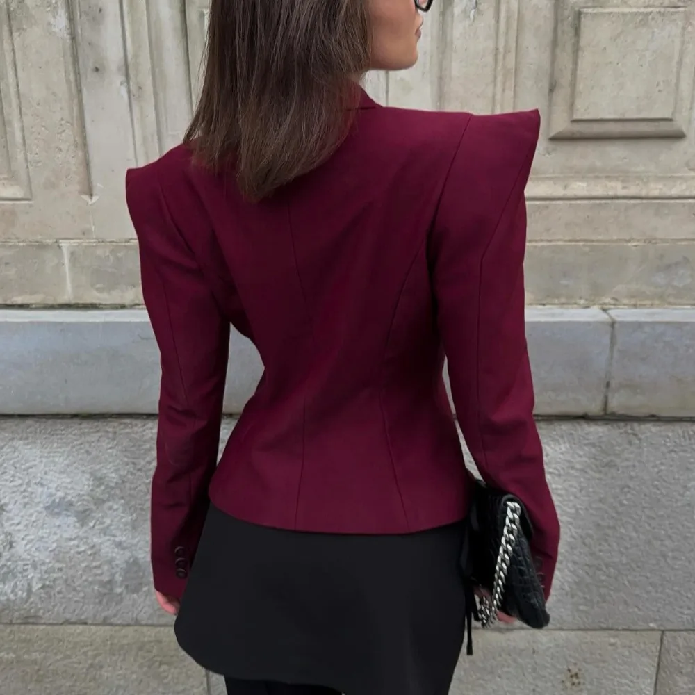 Light Luxury Work Office Casual Blazers Spring and Autumn Women's Chic Slim Irregular Hemp Shoulder Pads Single Breasted Jacket