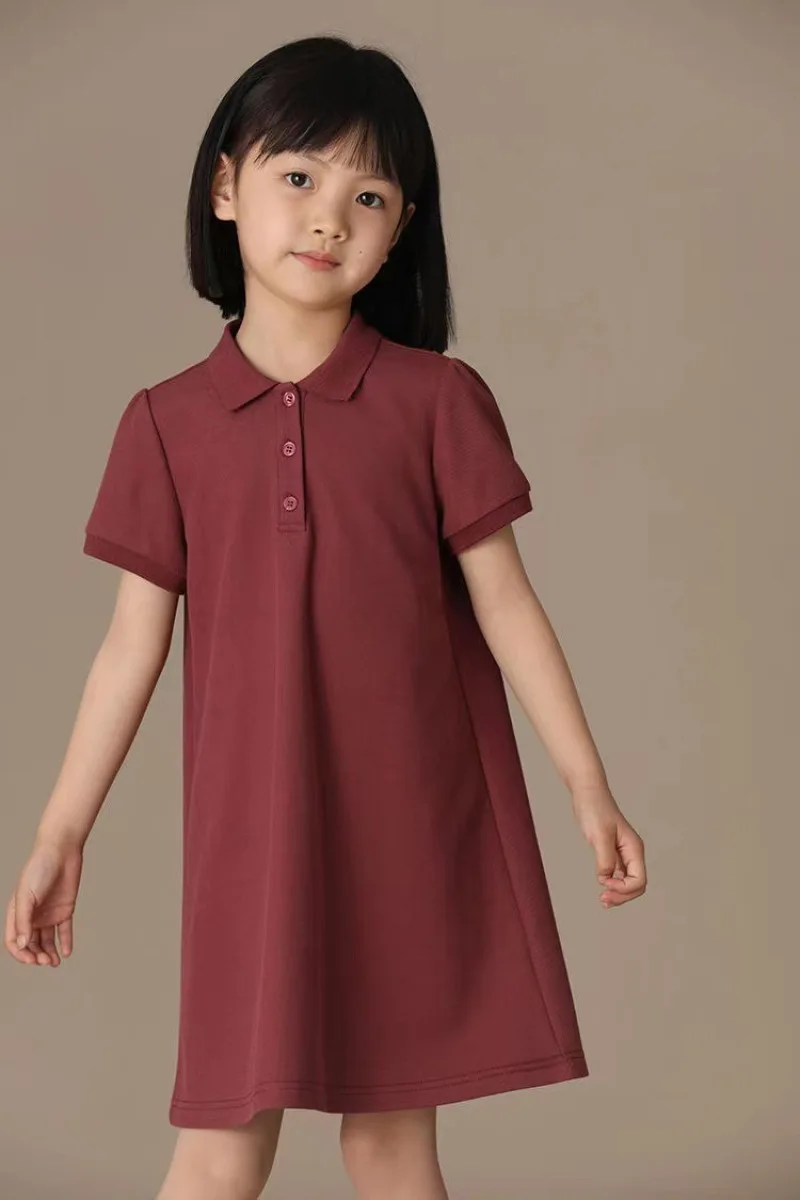 Children Polo Dress Summer Fashion Teenager Girl Short Sleeve Dresses 4-12T Kids Clothes School Uniform