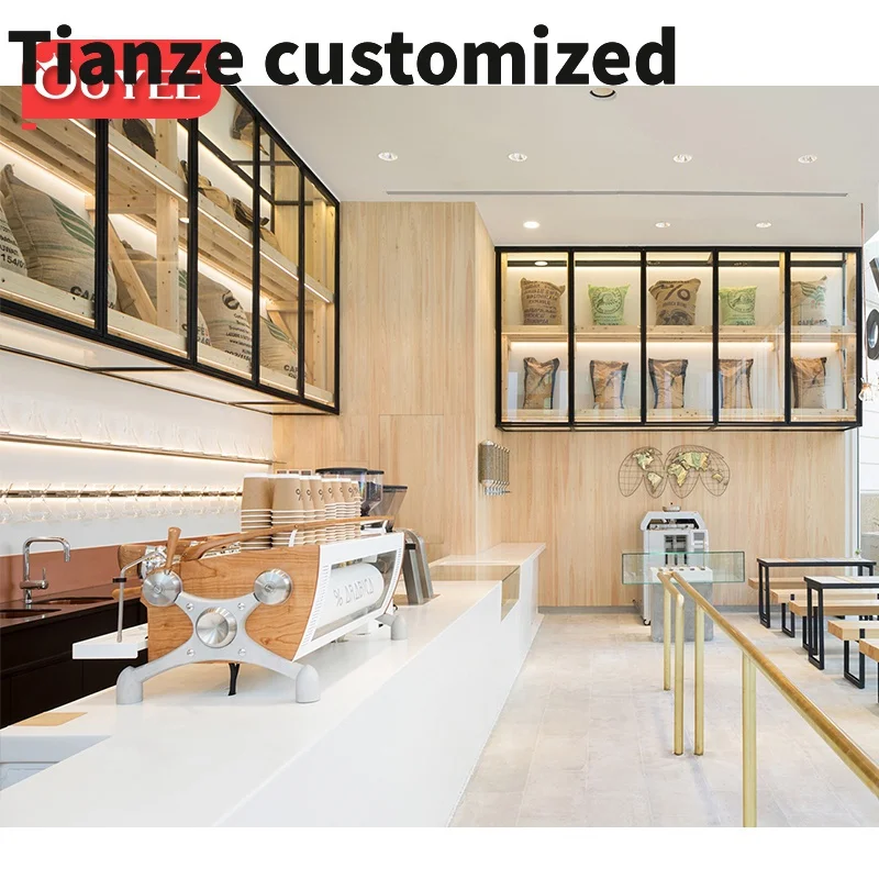 Customized-Custom Coffee Shop Furniture Counter Cafe Cashier Counter Bakery Shop Store Cafe Furniture Bar Counter