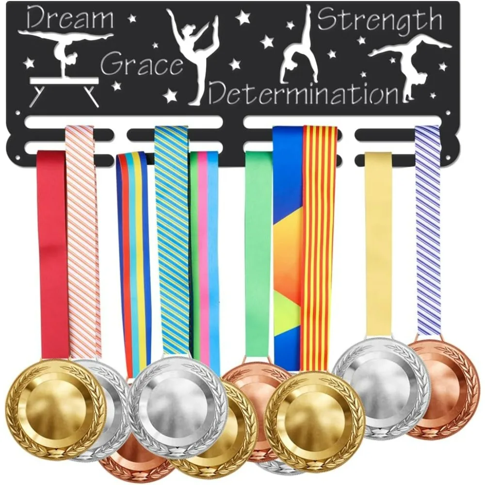 Gymnastics Metal Medal Hooks Wall Storage Award Holder for Dream Grace Determination Strength Medal Hanger Medal Collection