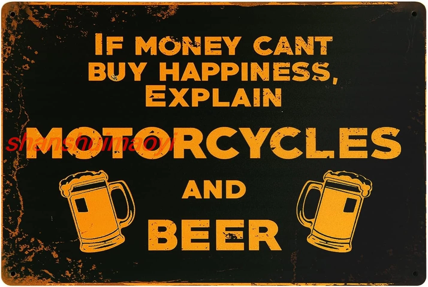 If Money Can't Buy Happiness, Explain Motorcycles And Beer Retro Vintage Metal Tin Sign for Bar Pub Cafe Garage Wall Art SHANSUI