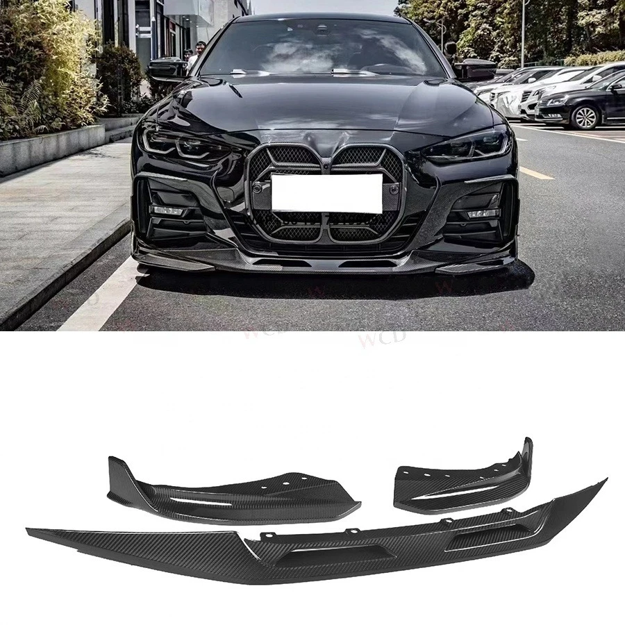 

For B-MW 4 Series G22 G23 2021+ Carbon Fiber Front Bumper Lip with Spoiler Splitter Bodykit New Condition