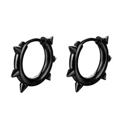 2Pc Punk Titanium Steel Women Men Huggie Earrings Black Spike Rivet Small Hoop Earring Hip Rock Party Jewelry Accessories Gifts