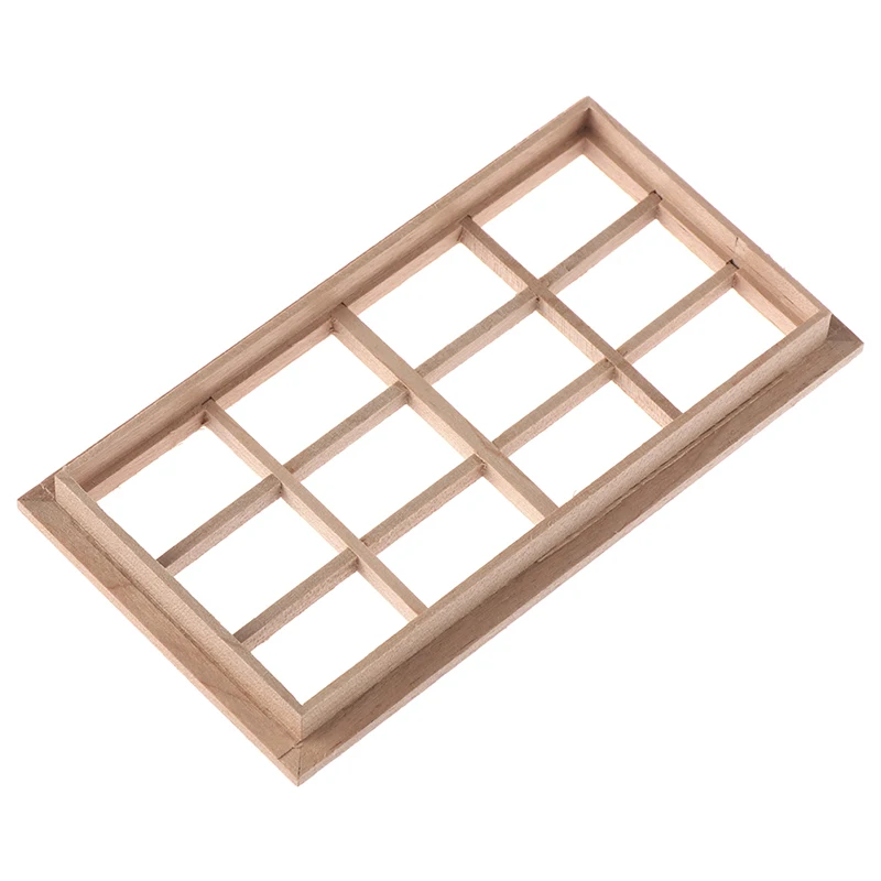 1PC 1:12 Dollhouse Wooden 12-pane Window Frame Model Toy Miniature Doll House Furniture Toys