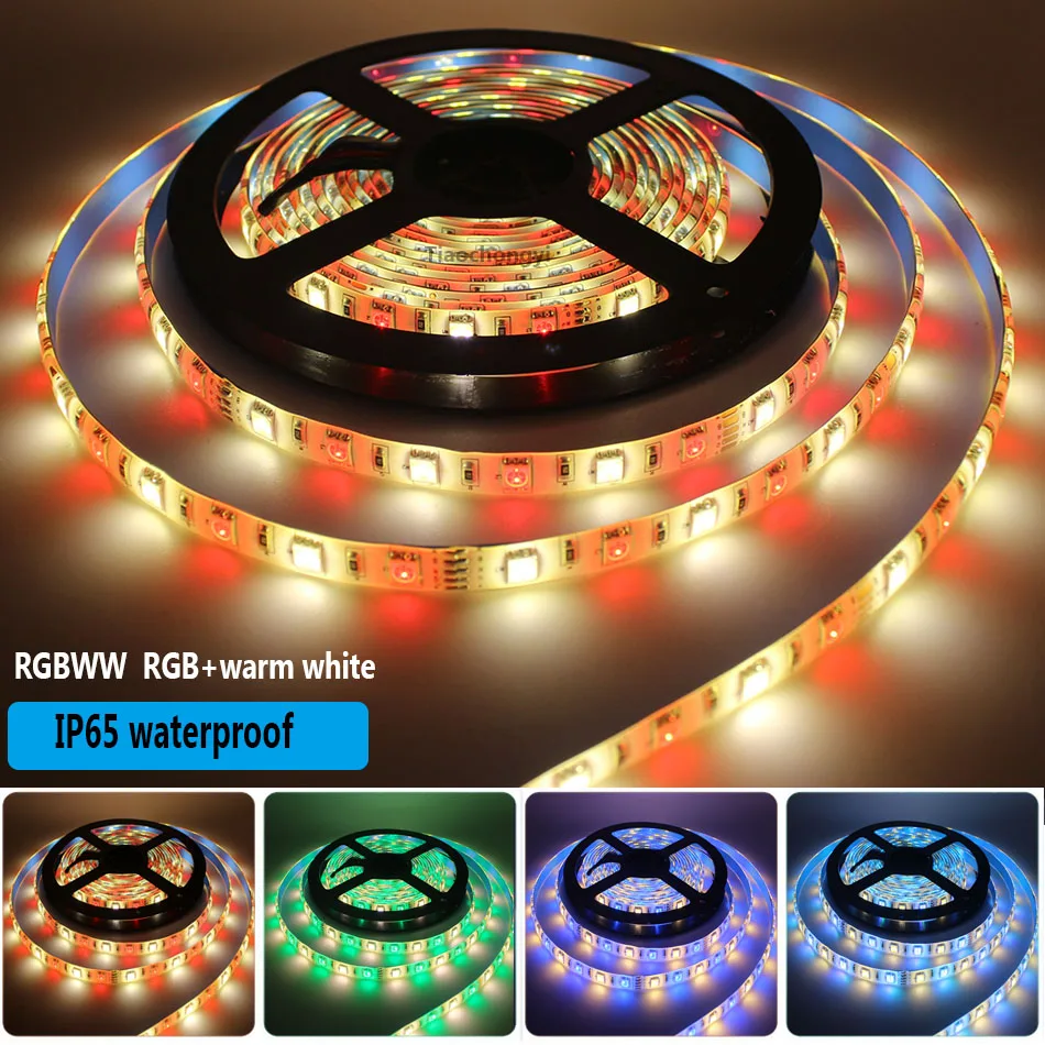 5050 RGBW RGBWW LED strip light DC12V RGB+(Warm/Cool White) 5pin IP30 /IP65 waterproof LED light Tape  0.1m/0.2m/0.5m/1m/2m