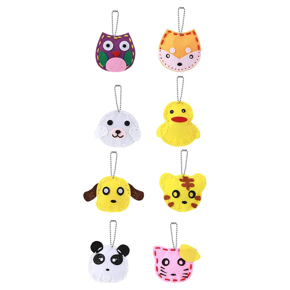 Kit de 8 Peças para Pingentes de Mochila DIY, Artesanato de Animais, Charms Distintivos, Ornamento de Desenho Animado, Criativo para Crianças