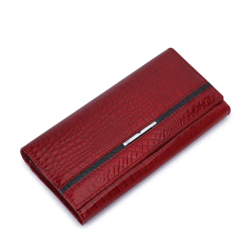 New Fashion Alligator Genuine Leather Women Long Wallet Cow Leather Female Luxury Brand Design Clutch Girl Lady Gift Cash Purse