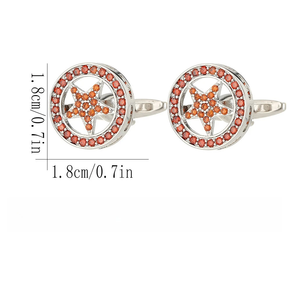 Exquisite Diamond Studded Five Pointed Star Cufflinks Business Shirt Sleeve Studs Men's Formal Attire and Banquet Accessories