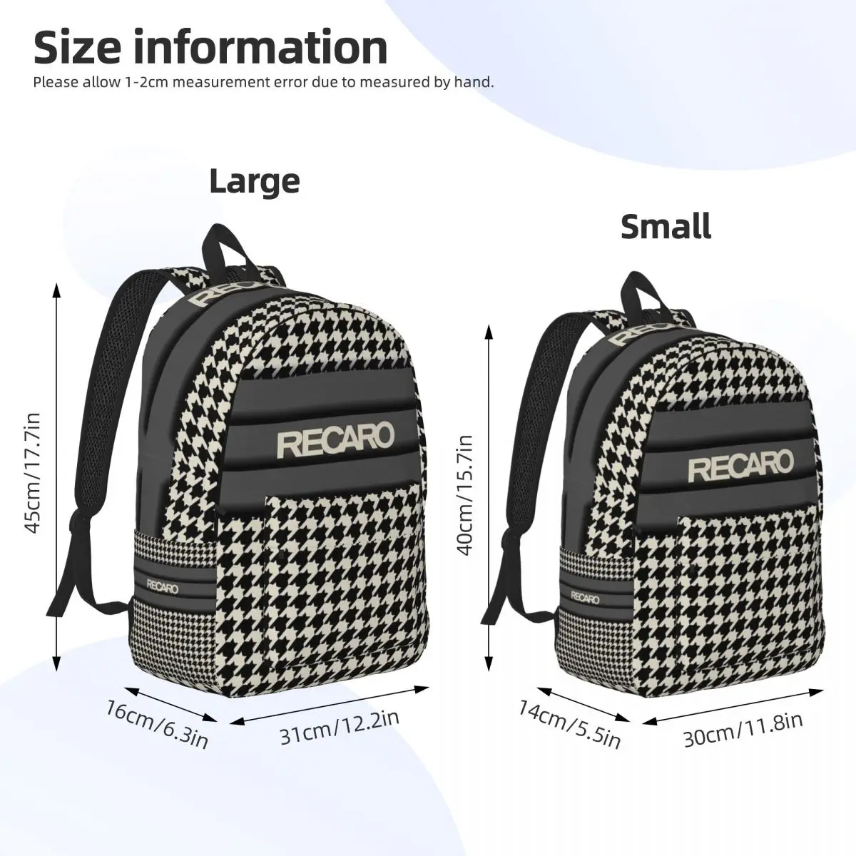 RECARO-Bolsa de lona con estampado de pata de gallo para adolescentes, mochila escolar para estudiantes, regalo para Universidad