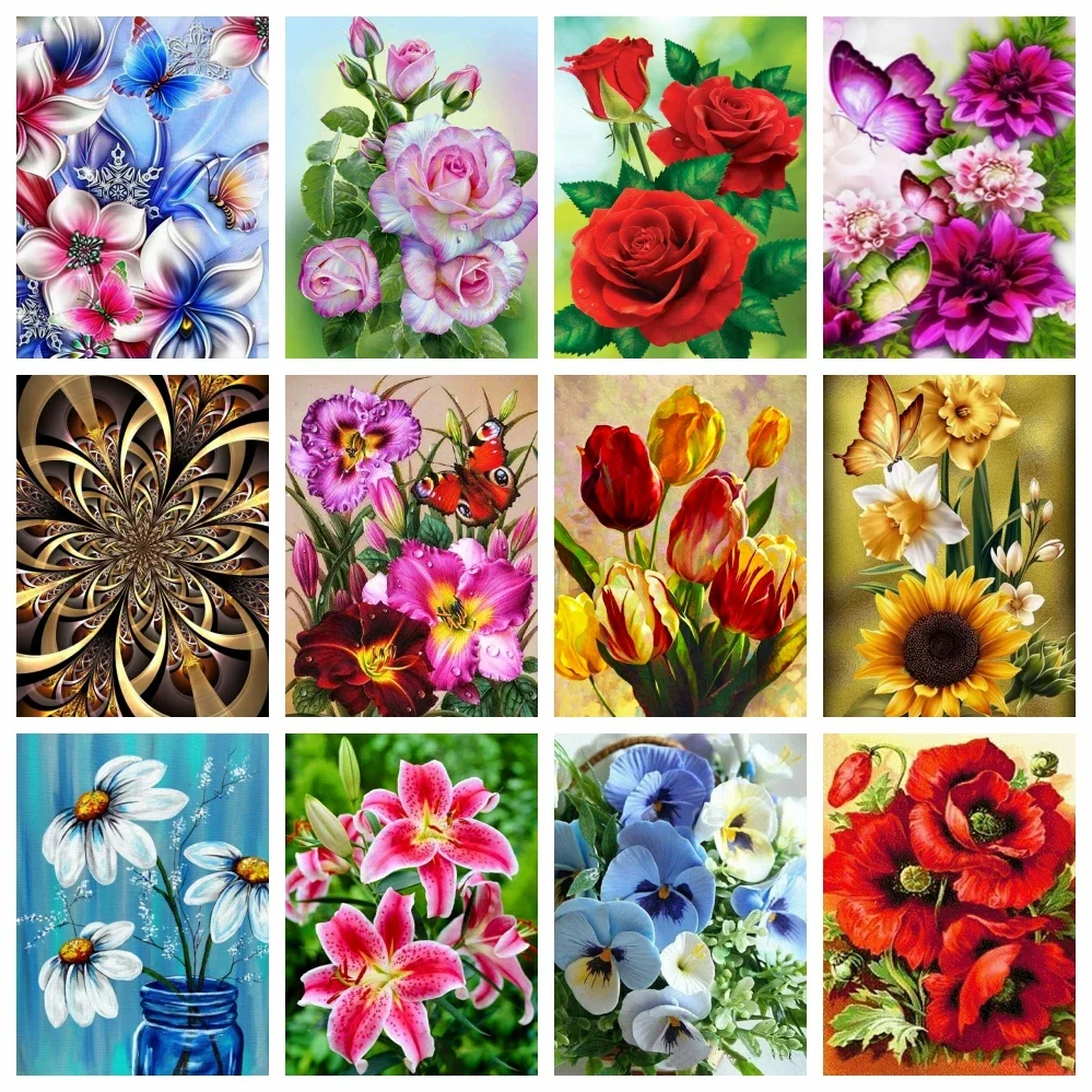 AZQSD pintura de diamante 5d flor Mandala mosaico kits de costura complets bordado vente floral décor à la maison 30x40 cm artesanía