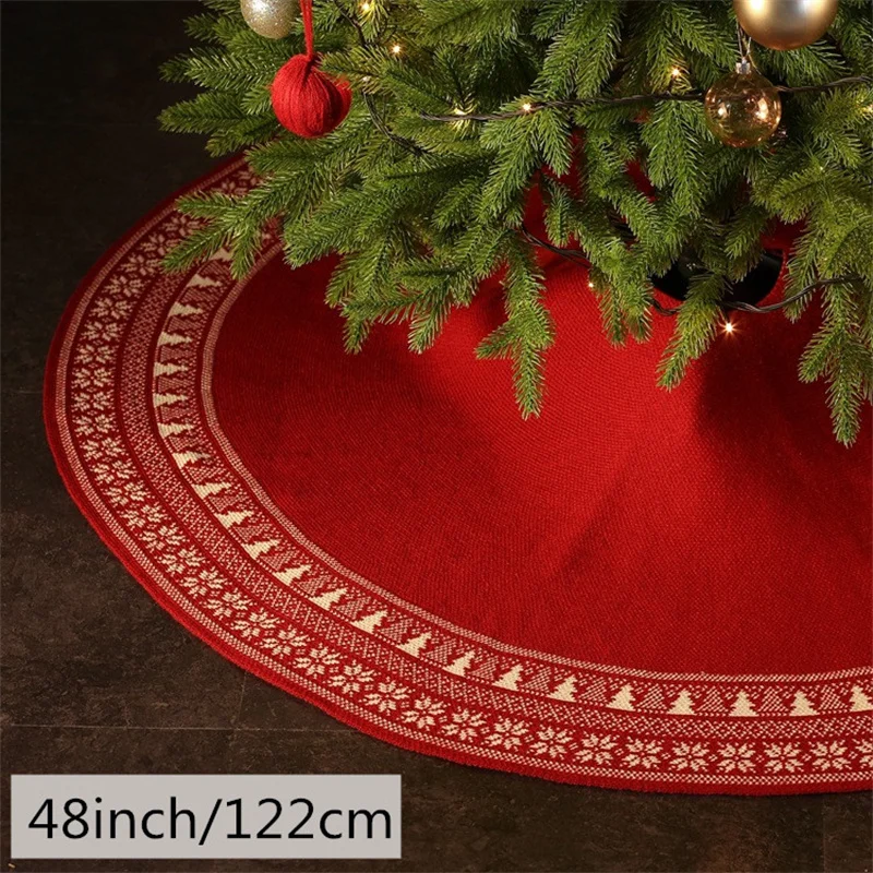 

Vintage Snowflake Christmas Tree Skirt 48inch/122cm Merry Christmas Tree Decorations Ornament Christmas Decorations for Home