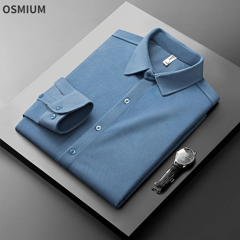 

Men High Quality Silky Smooth Seamless Stretch No-iron Formal Shirt Male Casual Long Sleeve Button Collar Shirt Plus Size M-4XL