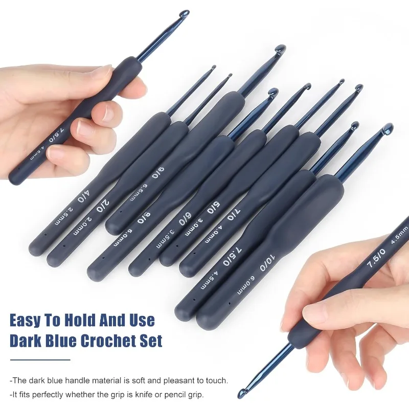 2.0-6.0mm Black Gold Crochet Hooks Needles For Arthritic Hands Ergonomic Soft Grips Knitting Hook for Crochet Yarn Craft
