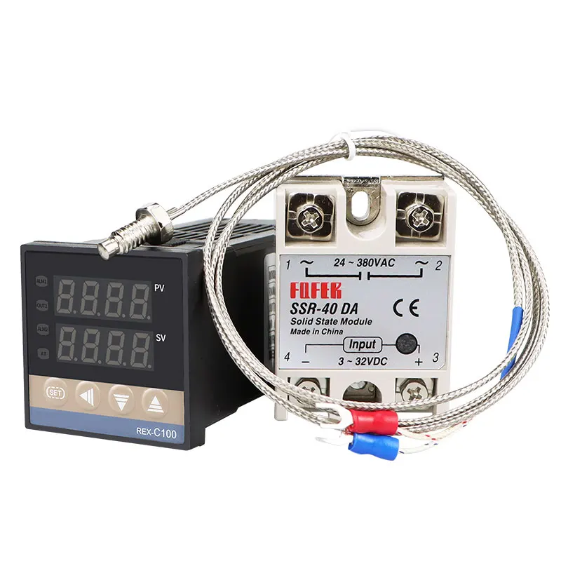 

REX-C100 thermostat + thermocouple + 40DA solid/sensitive temperature wire Intelligent temperature control 3-piece package