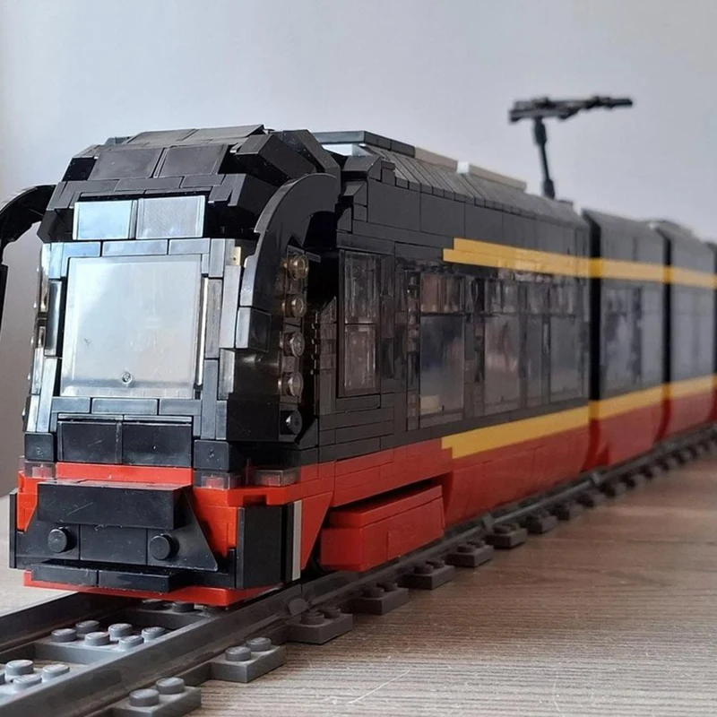 Railway Train Model Moc Building Blocks LF 06 AC Tram-No Motor Model Technology Brick DIY Assembly Construction Toy Set Gifts