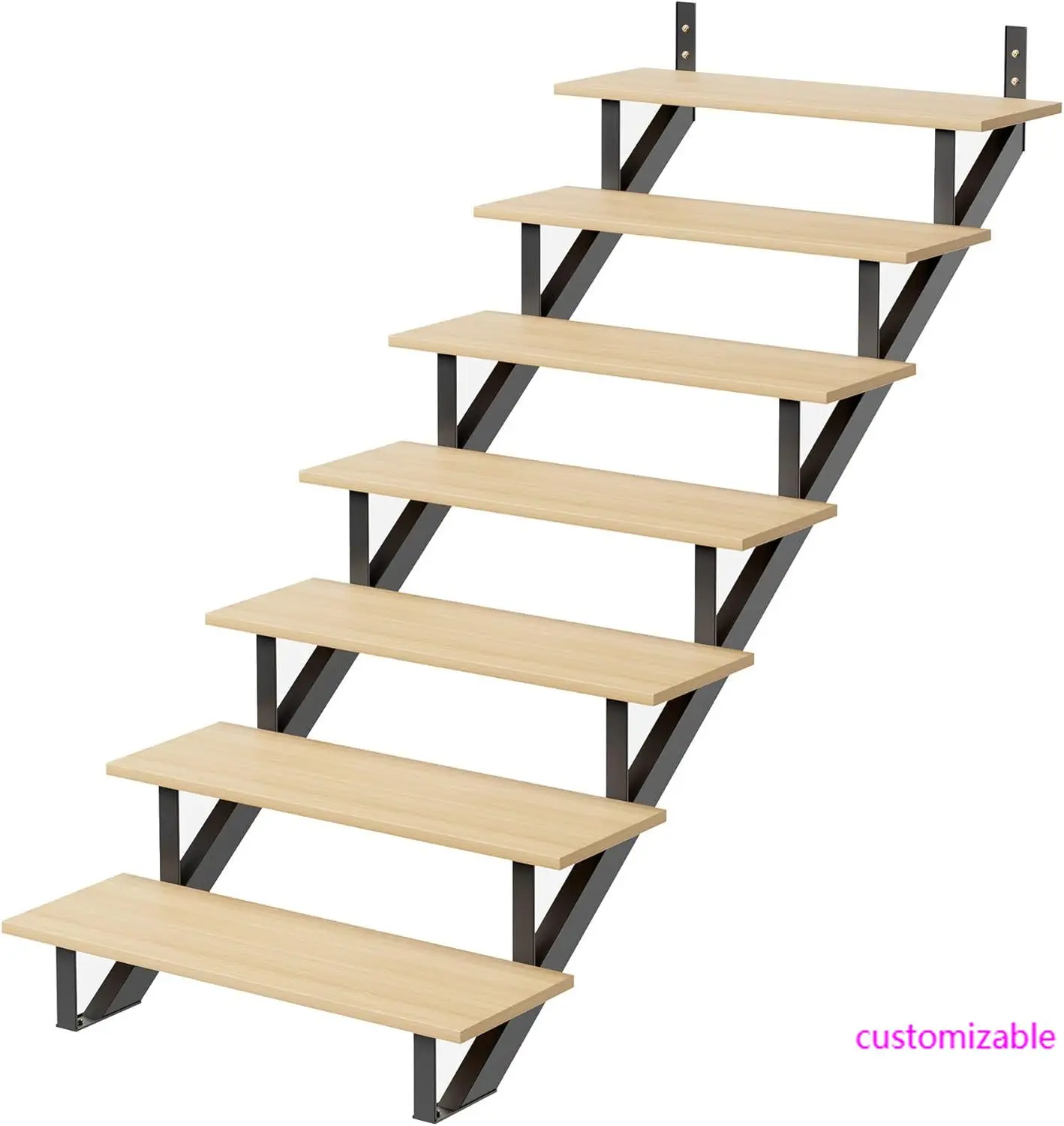 

2 упаковки стальных лестничных подъема, 7-ступенчатый лестничный подъемник для высоты палубы 57,5 дюймов, металлический лестничный подъемник для уличных ступеней и уличных лестниц