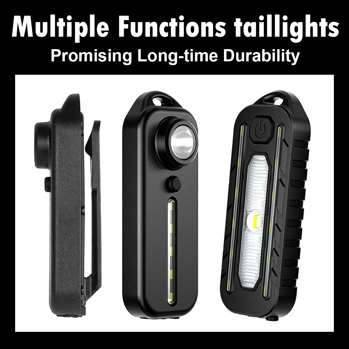 Keychain Mini Led Flashlight Bike Bicycle Light Usb Recharge 5v Dc Tail light Flash Warning Multi-functional Clip Portable Pocke