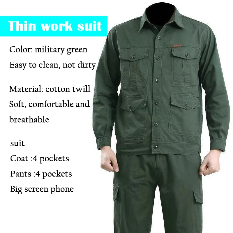 Men Thin Overalls 2022 New Spring and Summer Cotton Comfortable Auto Repair Tooling Wear-resistant Labor Insurance Clothing