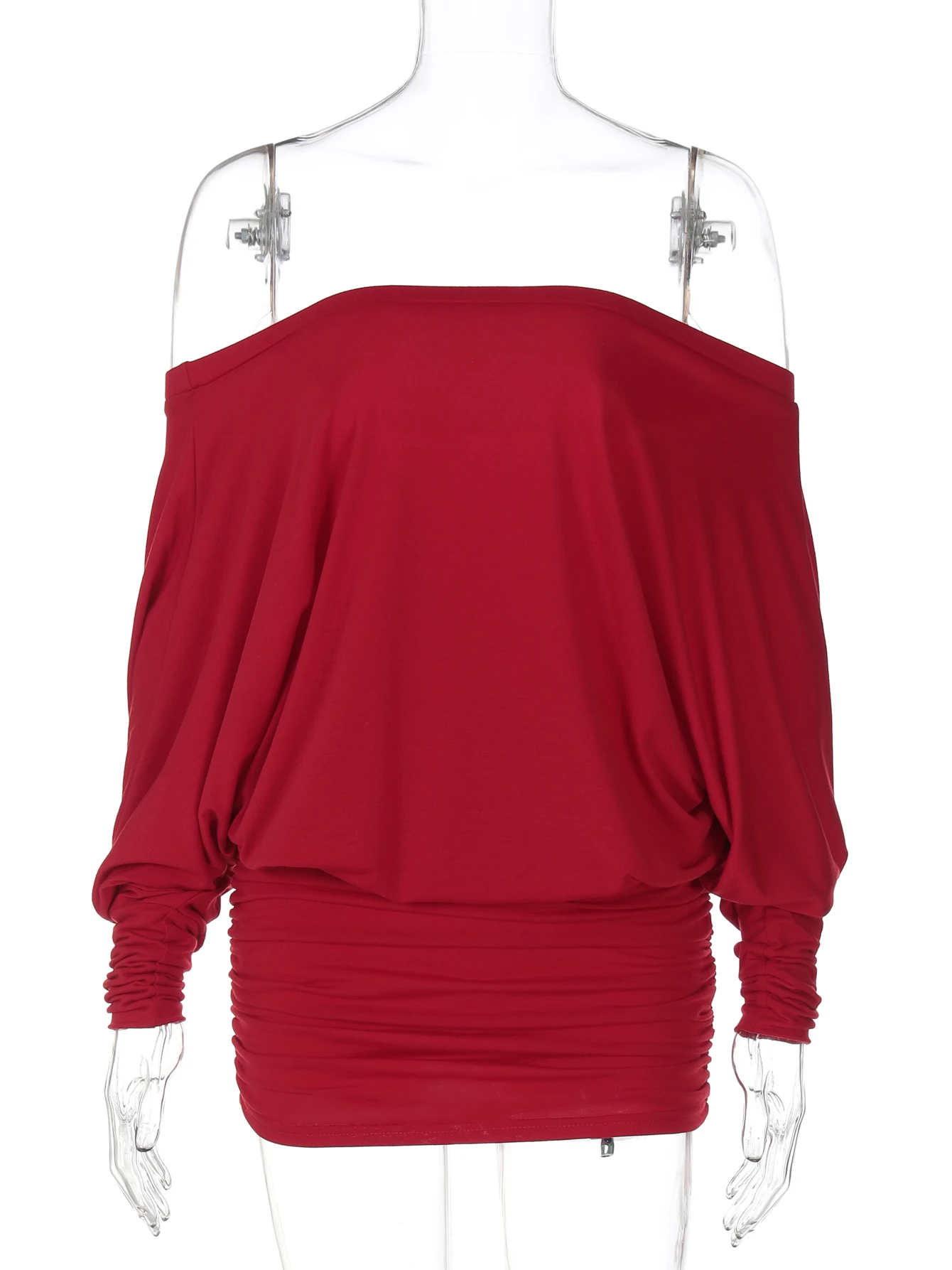 فستان Hugcitar النسائي ذو الرقبة المائلة وأكمام طويلة مثير كبير الحجم مطوي فستان قصير للخريف والشتاء Y2K ملابس الحفلات والنوادي #6