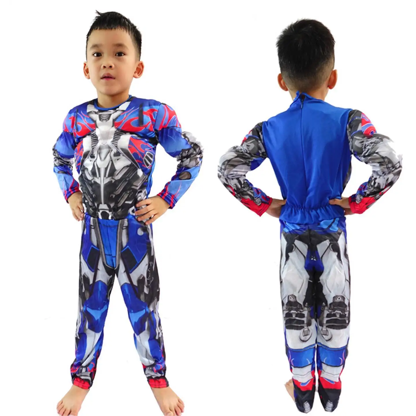   Disfraz de Optimus Prime, traje de actuación muscular, ropa de halloween para niños, traje muscular para niños
